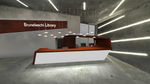 Brunelleschi Library reception area design by Steven Touchette